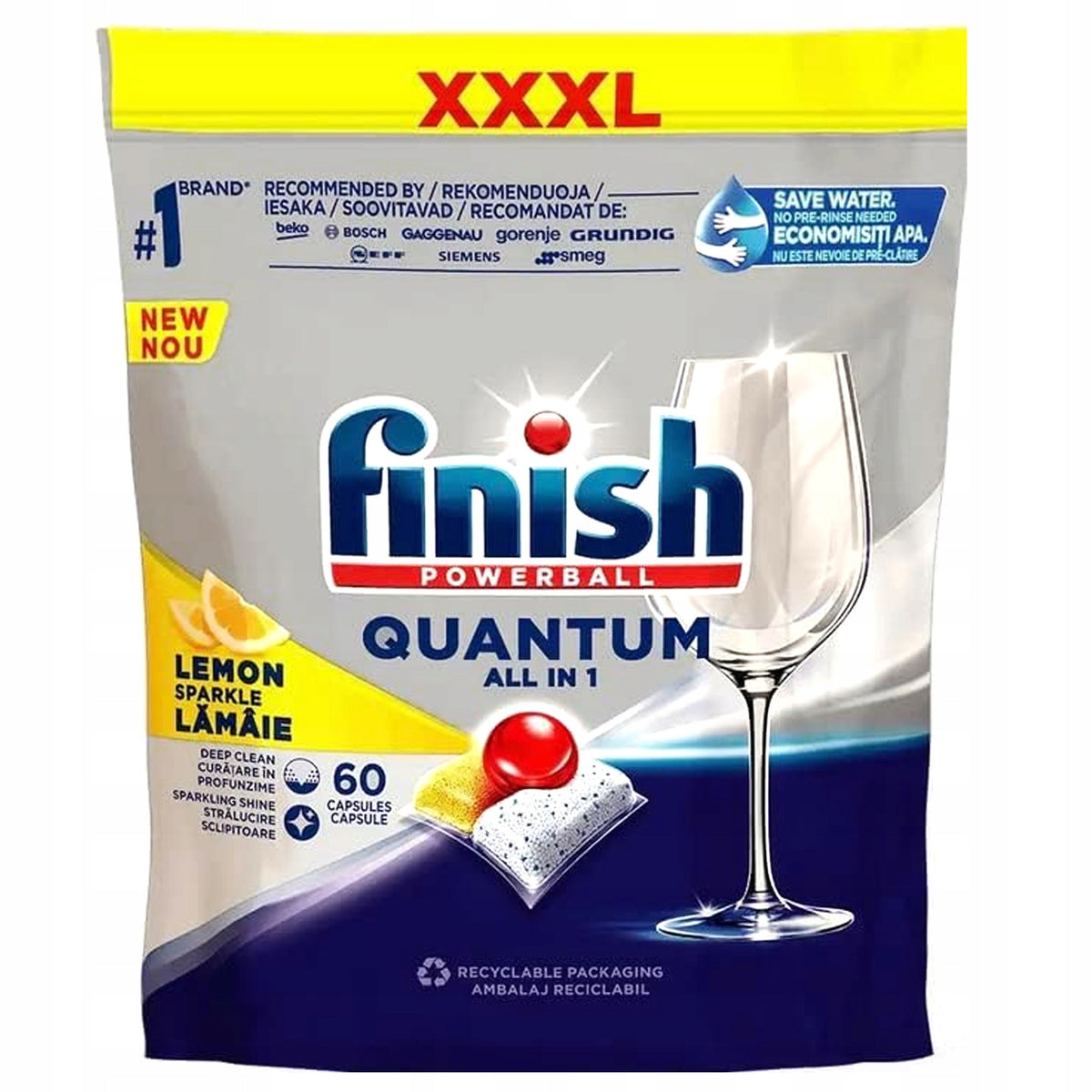 Dishwasher Capsules Finish Quantum All in 1 Lemon 60 Pieces