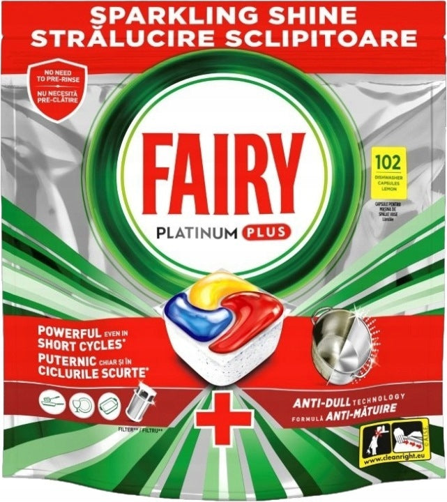 Dishwasher capsules Fairy Platinum Plus All In One Lemon 204pcs. Manufacturer code P&G