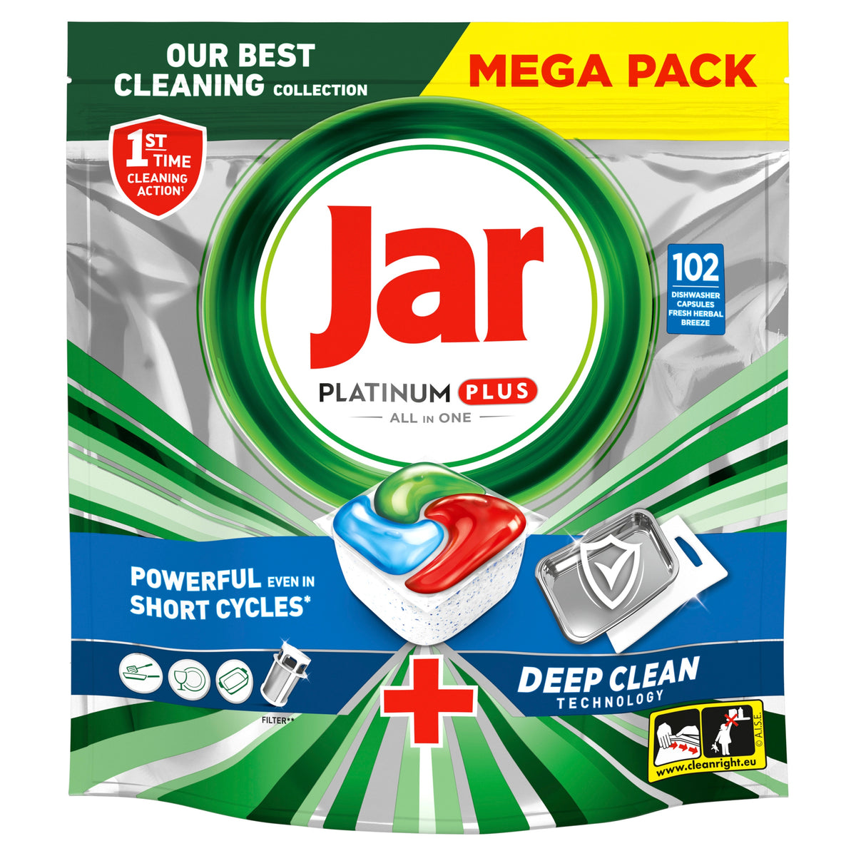 Dishwasher capsules Jar Platinum Plus All In One Deep Clean 102 pcs.