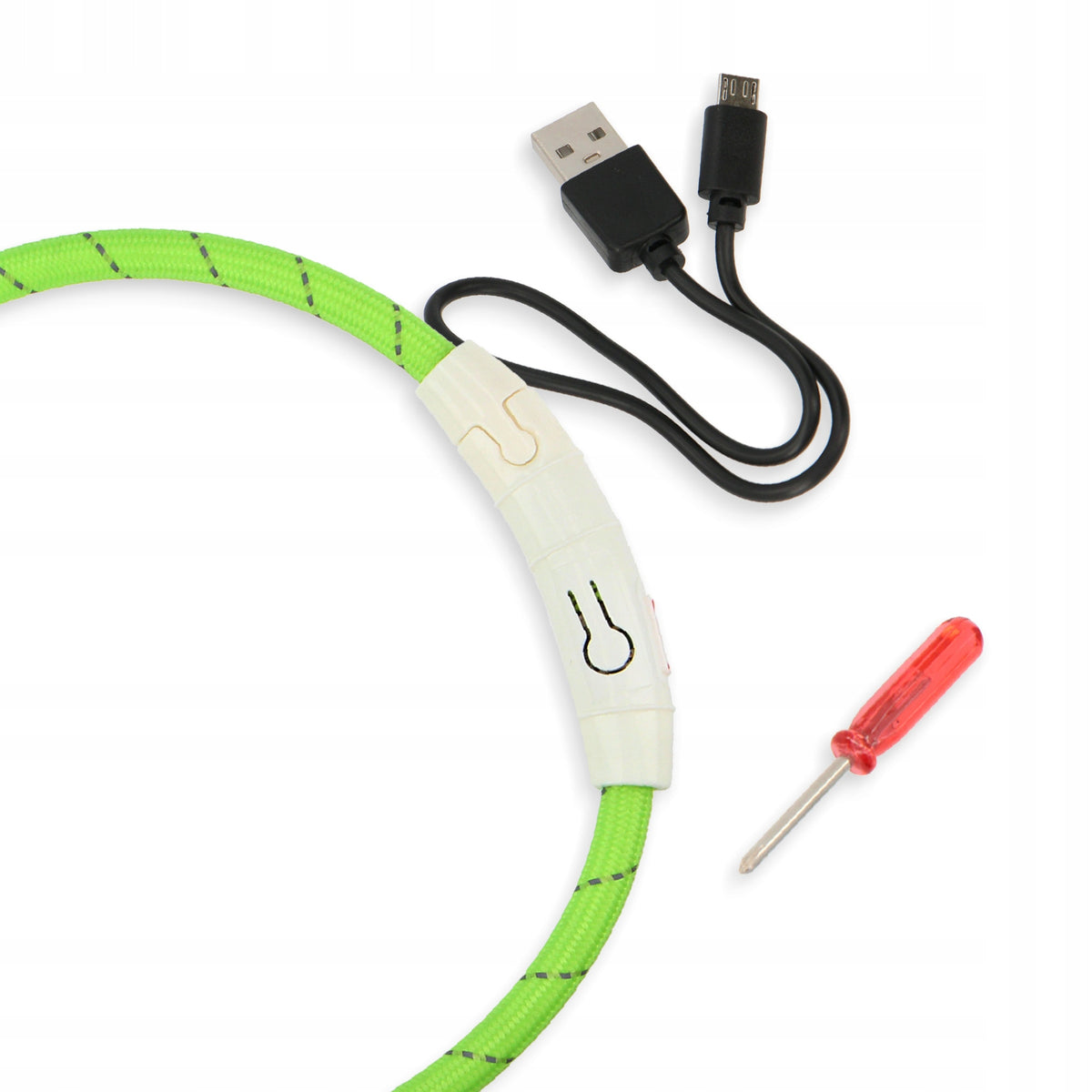 Dog Collar 45cm REFLECTIVE GLOWING DARK LED Light ADJUSTABLE ES Brand no brand