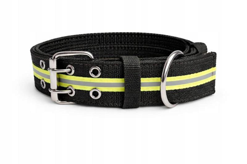 Dog Collar 5 cm with Reflective Stripe Color Black Adjustable