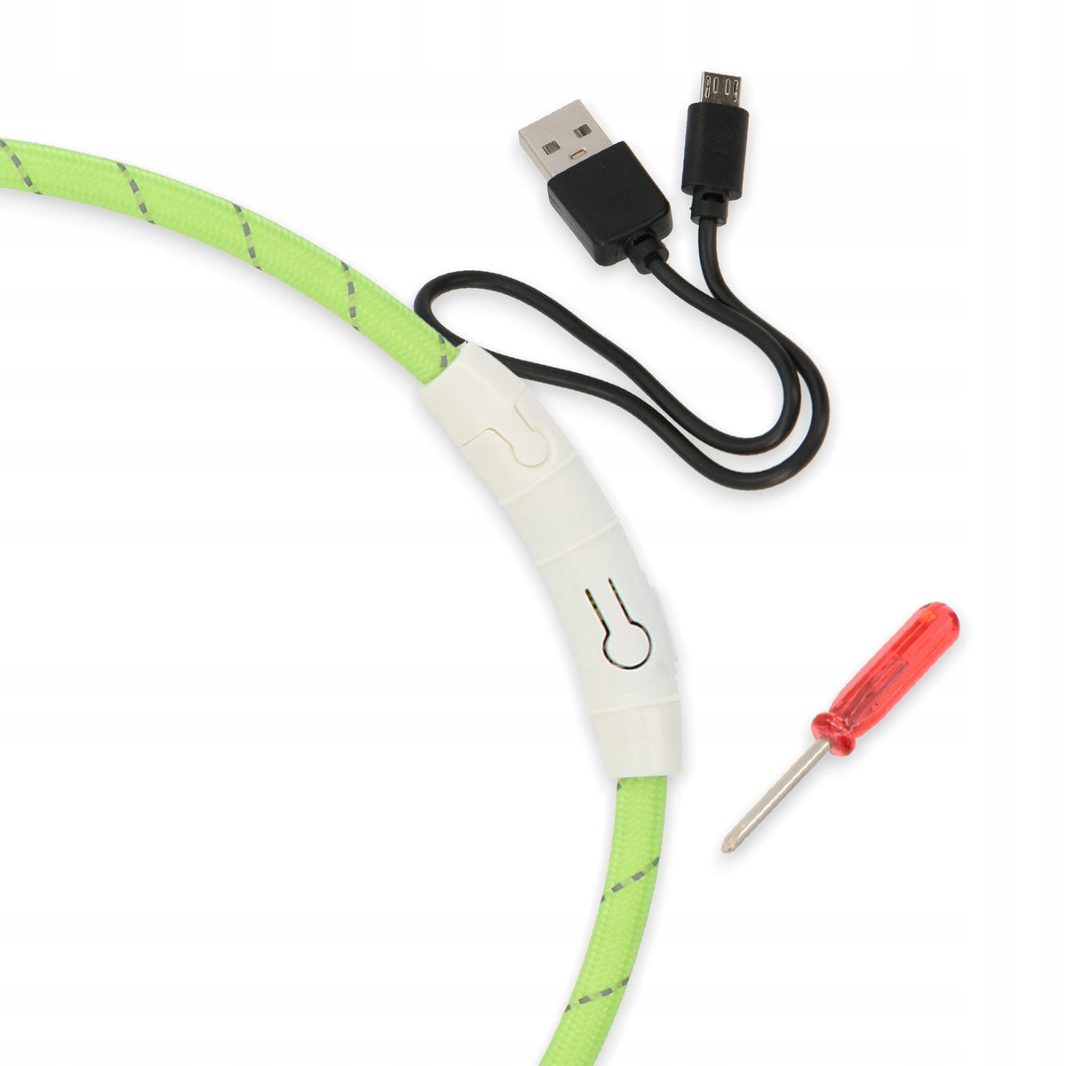 Dog Collar 65cm REFLECTIVE GLOWING DARK LED Light ADJUSTABLE ES Brand no brand