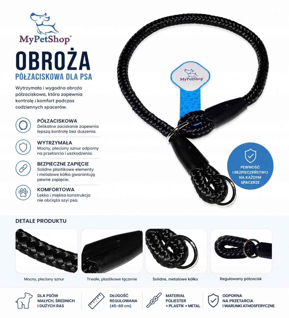 Dog Collar Behavioral Clamp. Thick Rope. Fi 12 Soft with Core Packaging status original