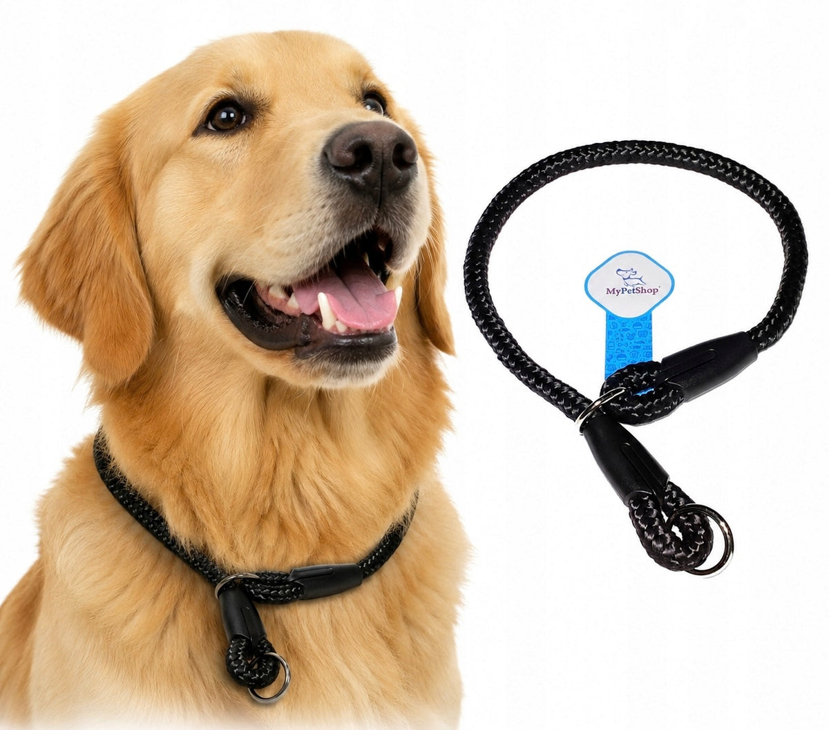 Dog Collar Behavioral Clamp. Thick Rope. Fi 12 Soft with Core