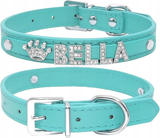 Dog Collar with Name BLUE Personalized Dog ID
