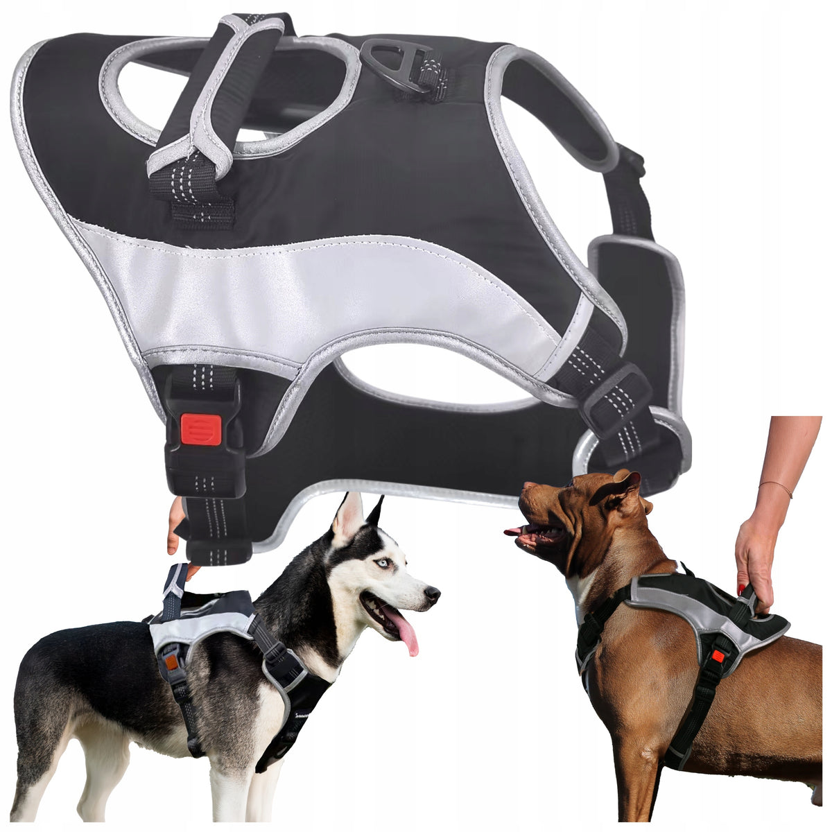 Dog Harness Adjustable Strong Reflective M Pressure-Free with Handle Guard Packaging status original