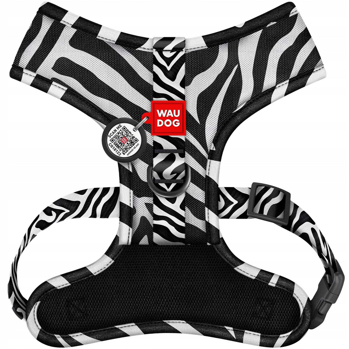 Dog Harness Breathable Soft Comfortable with QR Address, Zebra, M
