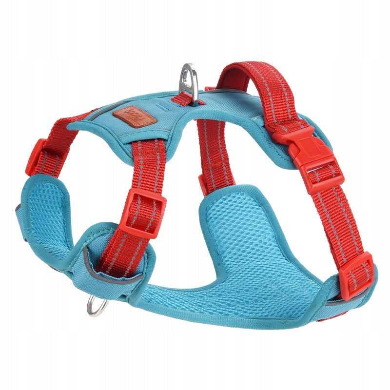 Dog Harness Easy Walk S blue red– Reflector, Adjustable, Strong