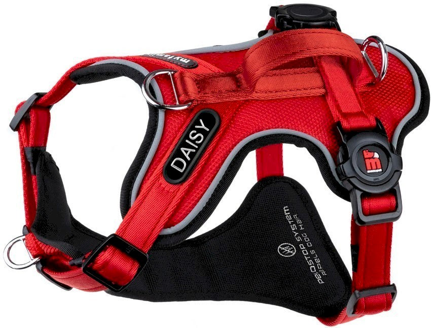 Dog Harness H Red XS Adjustable MY FAMILY Address Card Engraving FREEBIE