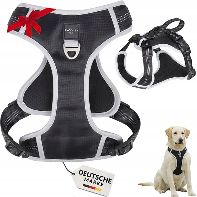 Dog Harness M Adjustable Breathable Reflective Black