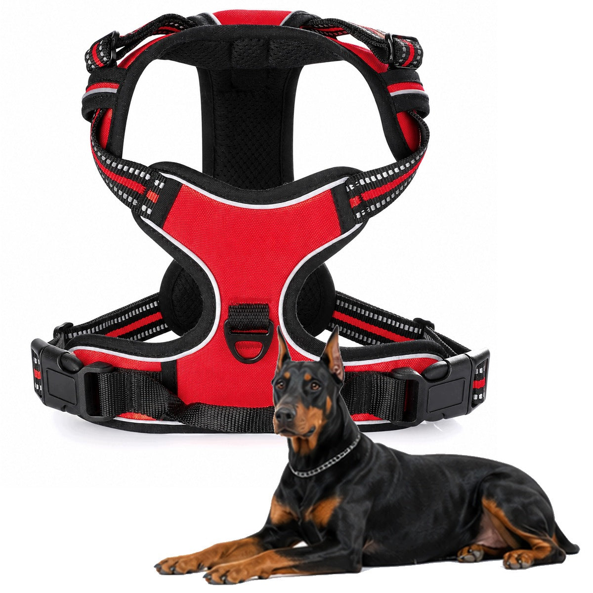 Dog Harness Pressure-Free GREY Comfortable Reflective XL