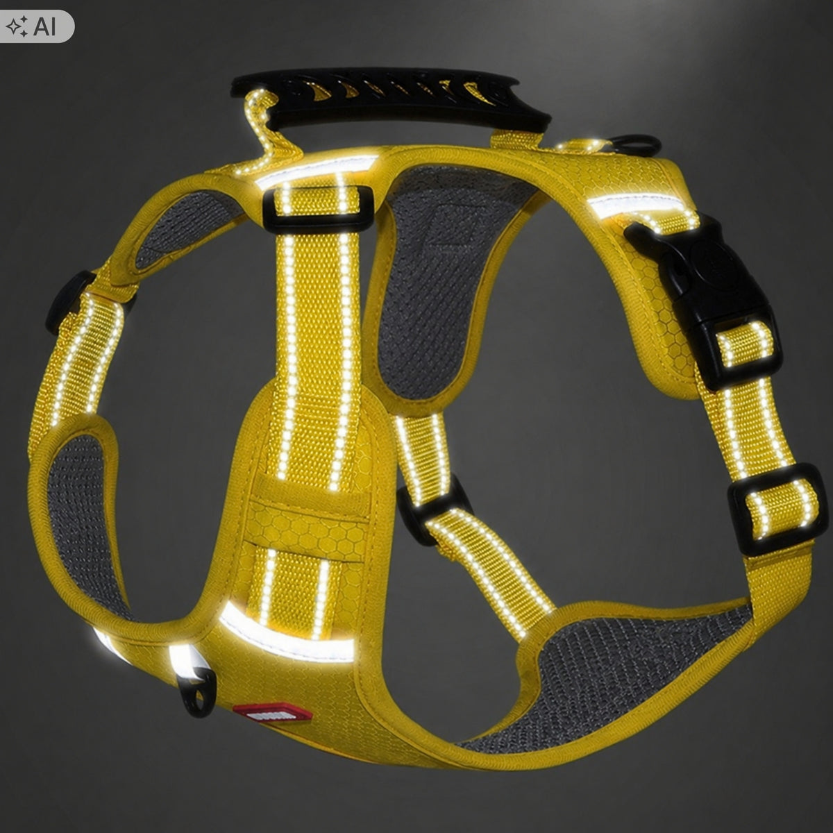 Dog Harness Pressure-Free Roz M Reflective Breathable and Adjustable Yellow Packaging status original