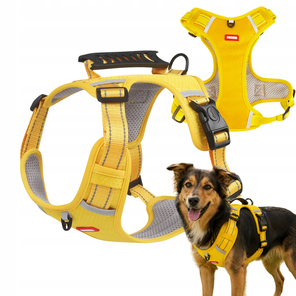 Dog Harness Pressure-Free Roz M Reflective Breathable and Adjustable Yellow