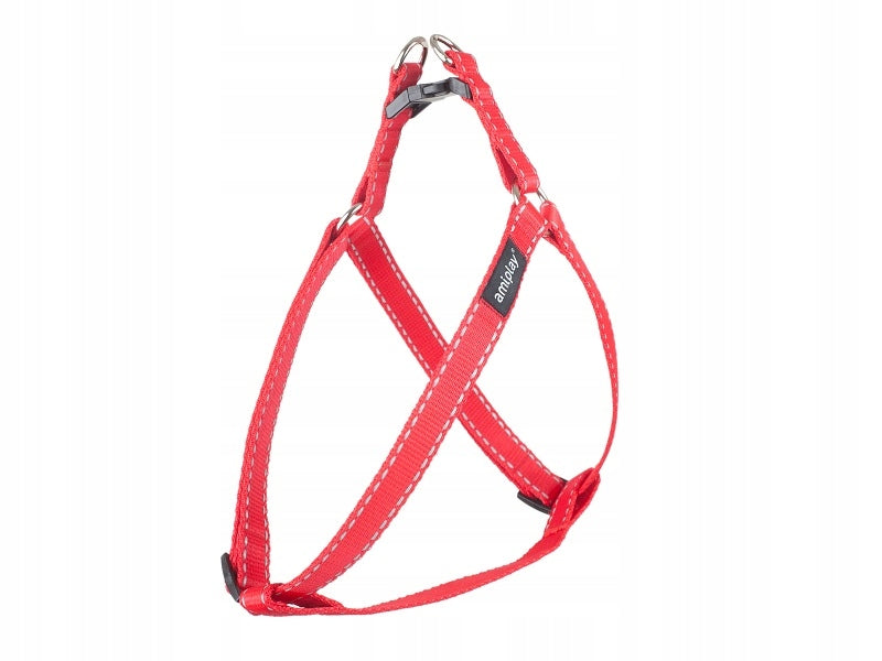 Dog Harness Red Adjustable Reflective L 40-75X2c AMIPLAY