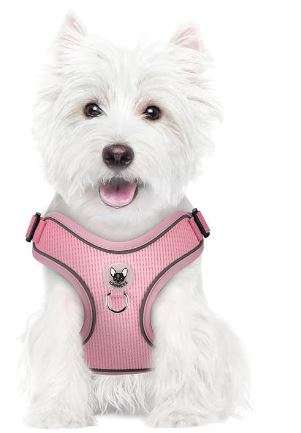 Dog Harness with Reflective Walking Leash Adjustable Soft M Pink