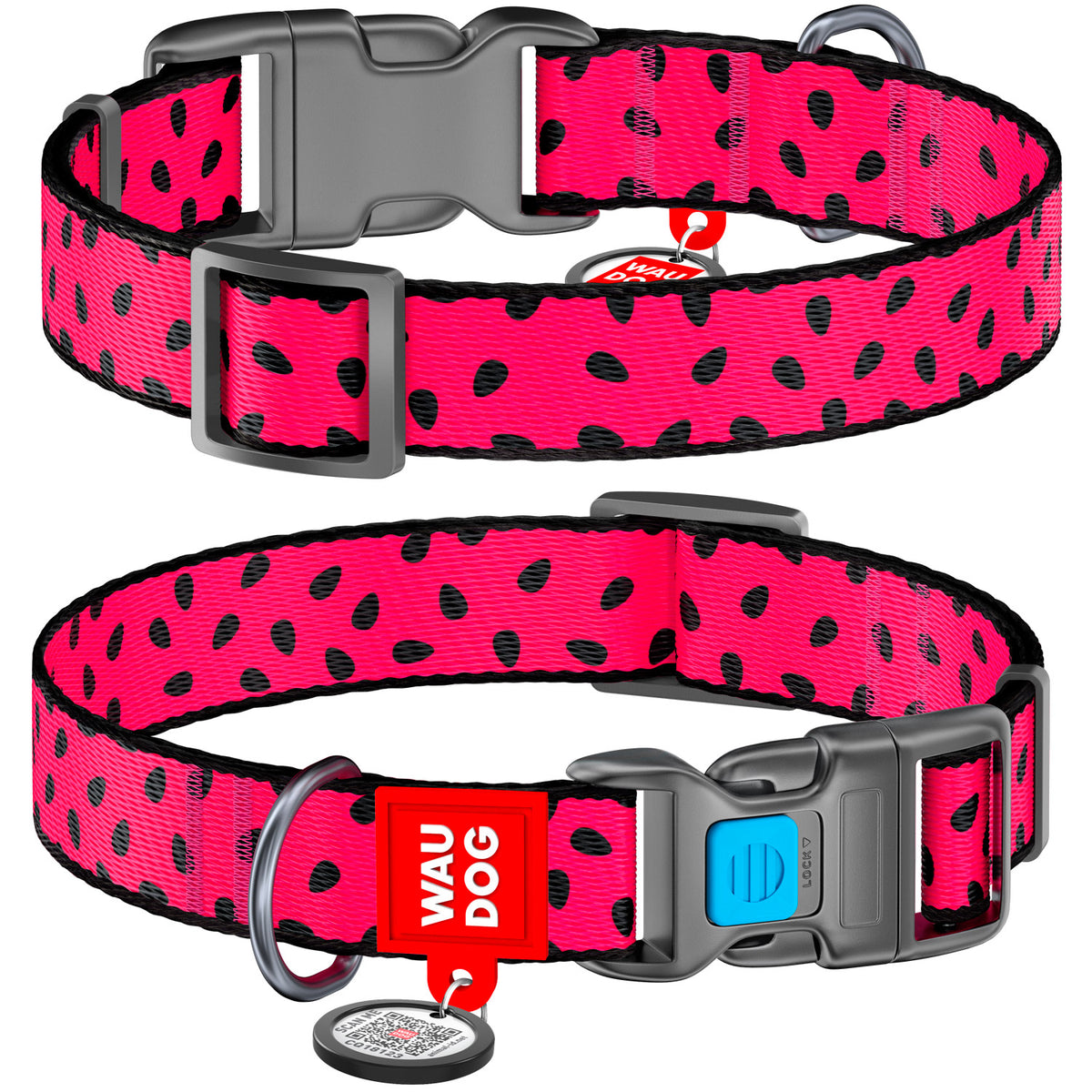 Dog collar light nylon with QR code, Watermelon pattern, fastex buckle, r. S Packaging status original