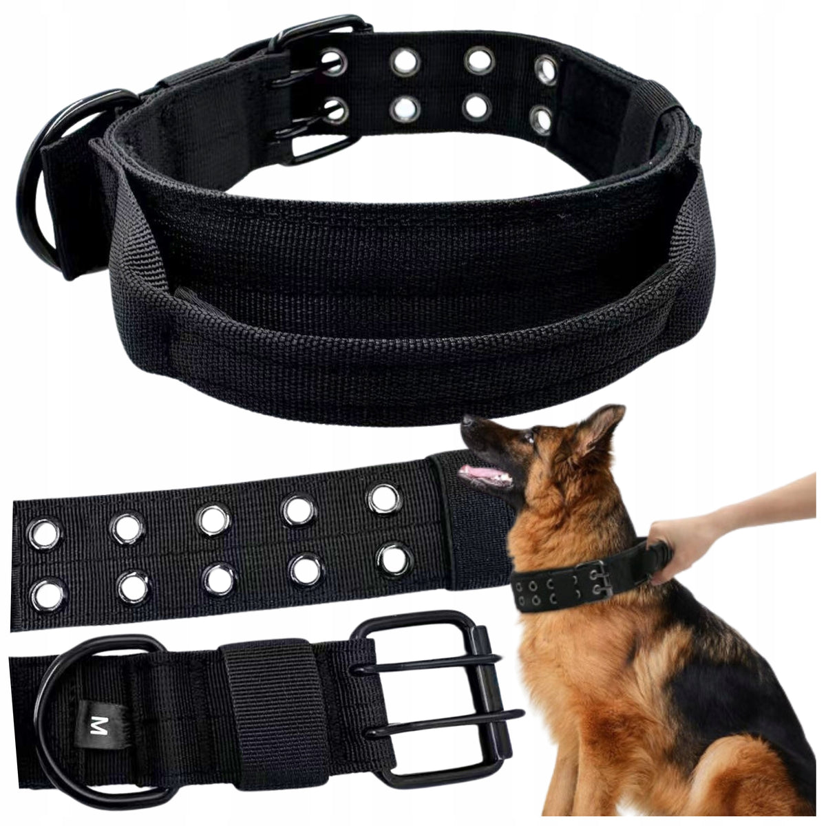 Dog collar with strap with handle wide strong adjustable M 36-46