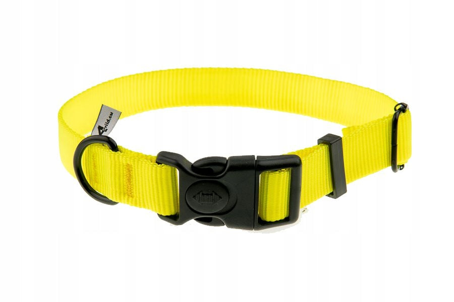 Dog collar with tape 20 mm neon yellow 25-35 cm STRONG Poland