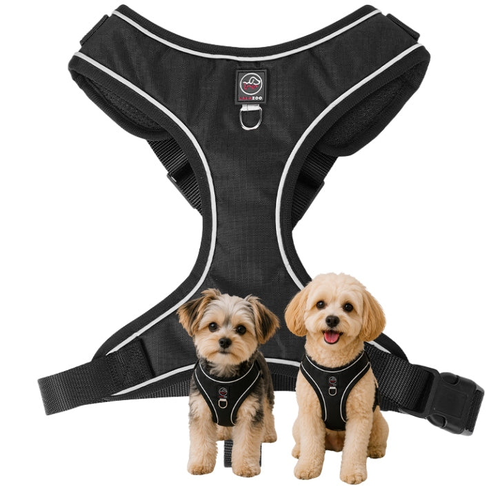 Dog harness guard PRESSURE-FREE adjustable comfortable PORTO black L