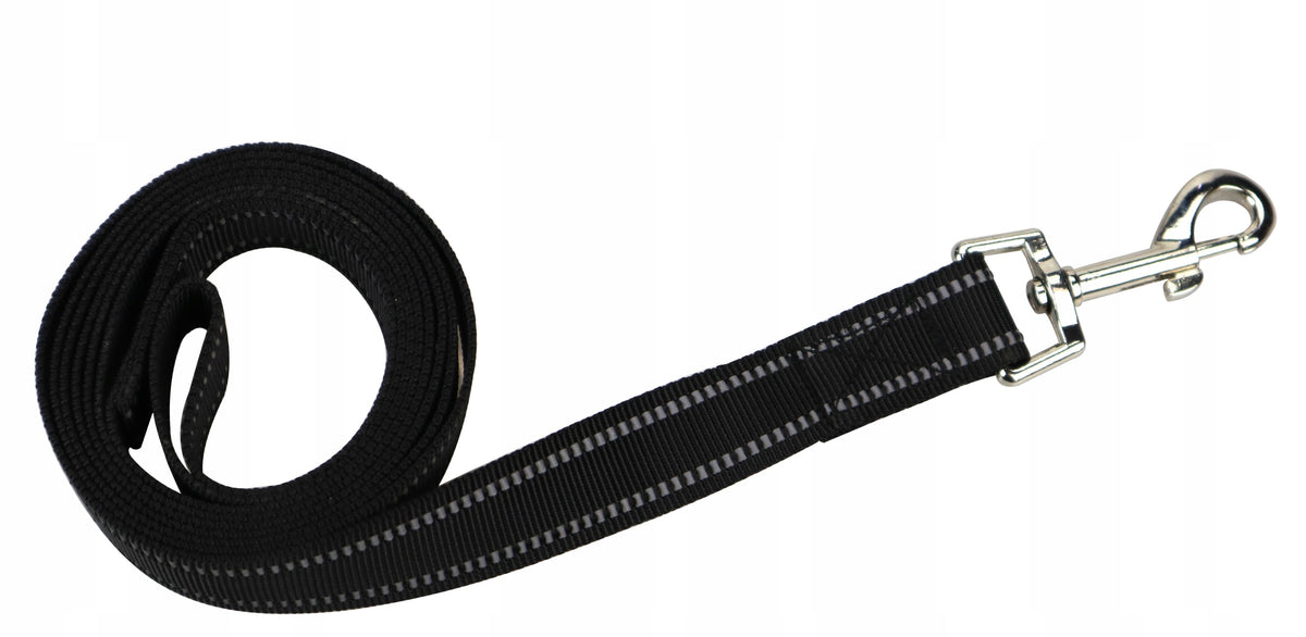 Dog leash black reflective, long, 199cm