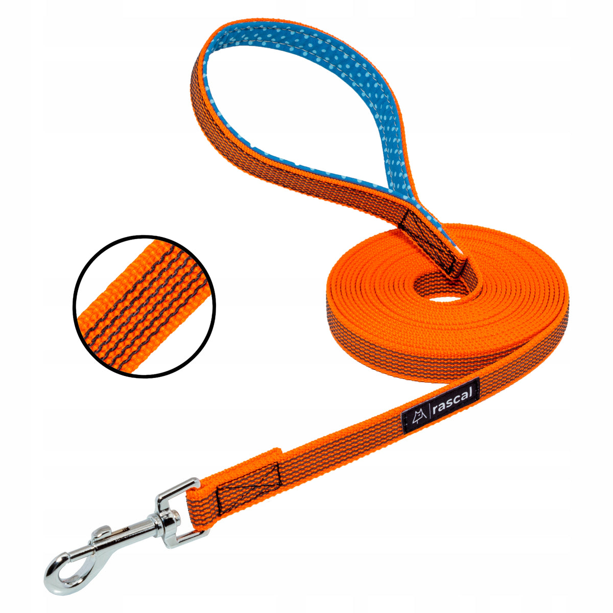 Dog leash rubberized training cord 5m orange | RASCAL