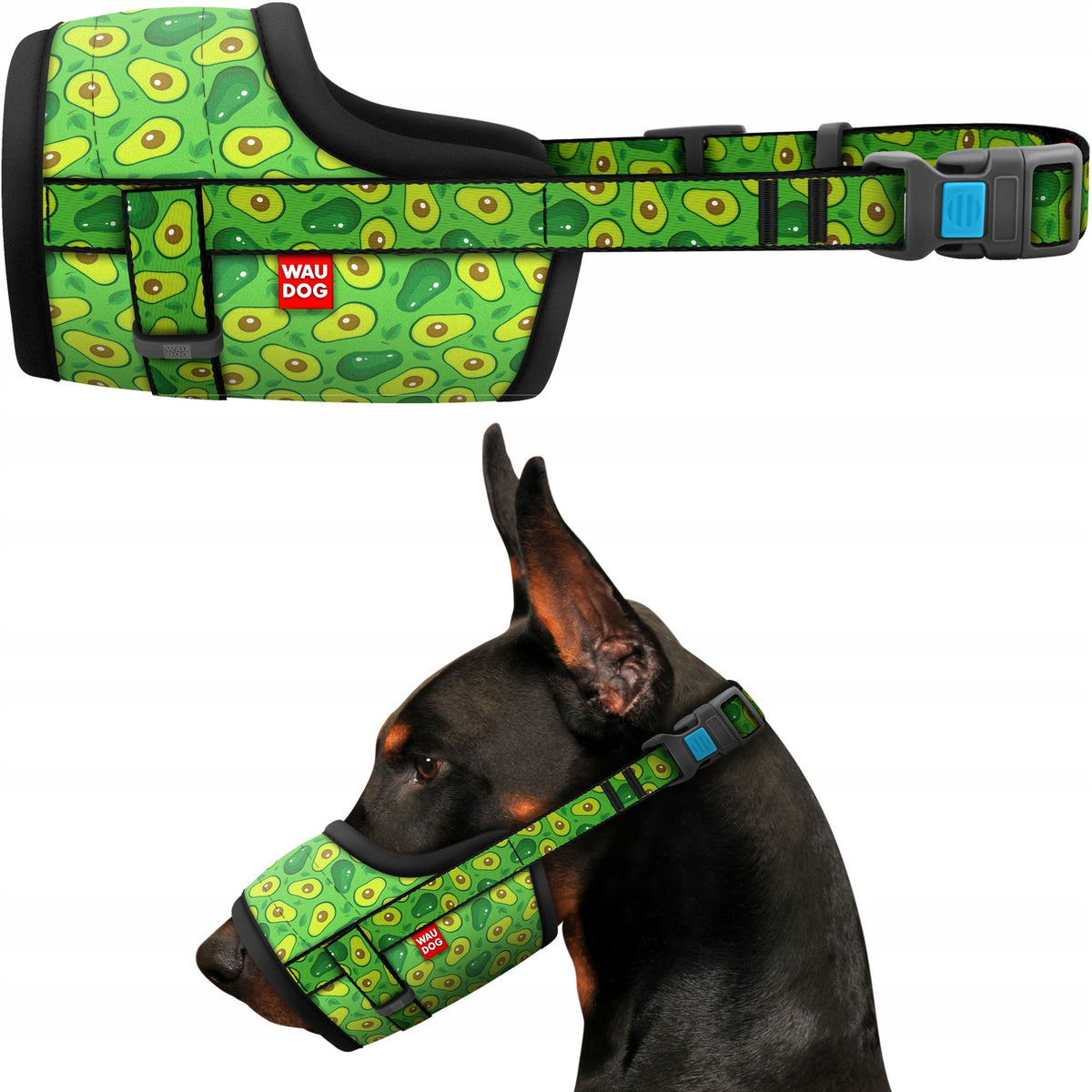 Dog muzzle WAUDOG Nylon, Avocado pattern, size L, 25-34 cm