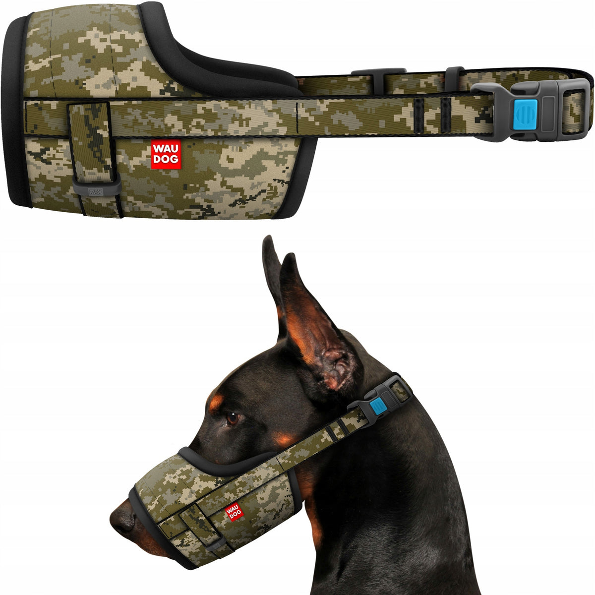 Dog muzzle WAUDOG Nylon, Military pattern, size M, 19-26 cm