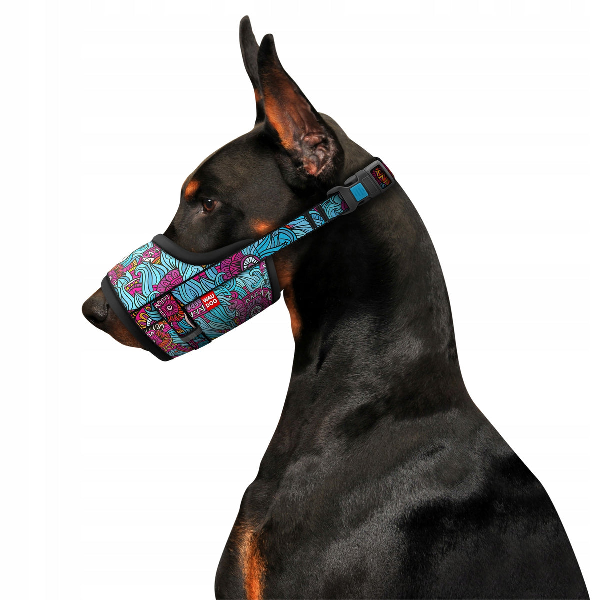 Dog muzzle, drawing Summer, comfortable, bright, size L, 25-34 cm Packaging status original