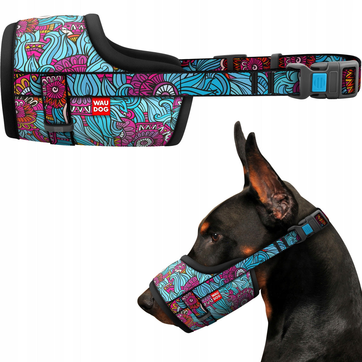 Dog muzzle, drawing Summer, comfortable, bright, size S, 14-20 cm