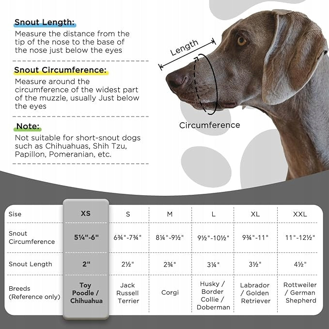 Dog muzzle, soft muzzle for small dogs in size XS Manufacturer code B0BZNTCRVM
