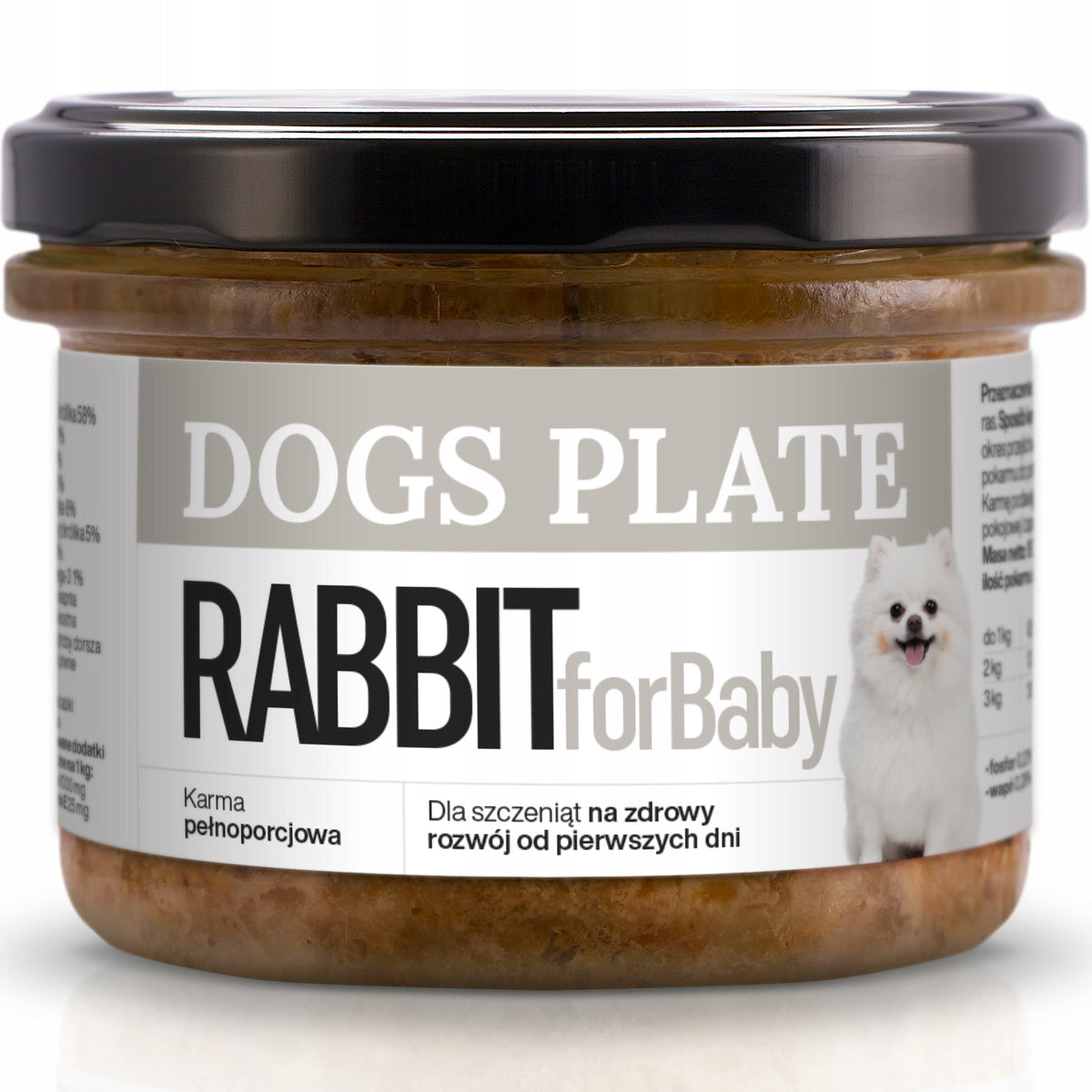 Dogs Plate for baby food for puppies Rabbit 180g