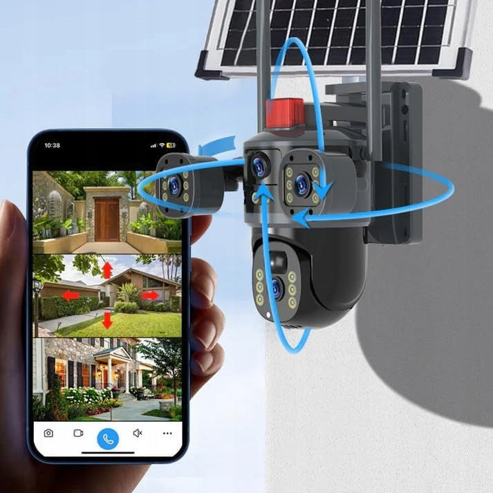Dome camera with three lenses and 360° solar function (4G version) Packaging status original