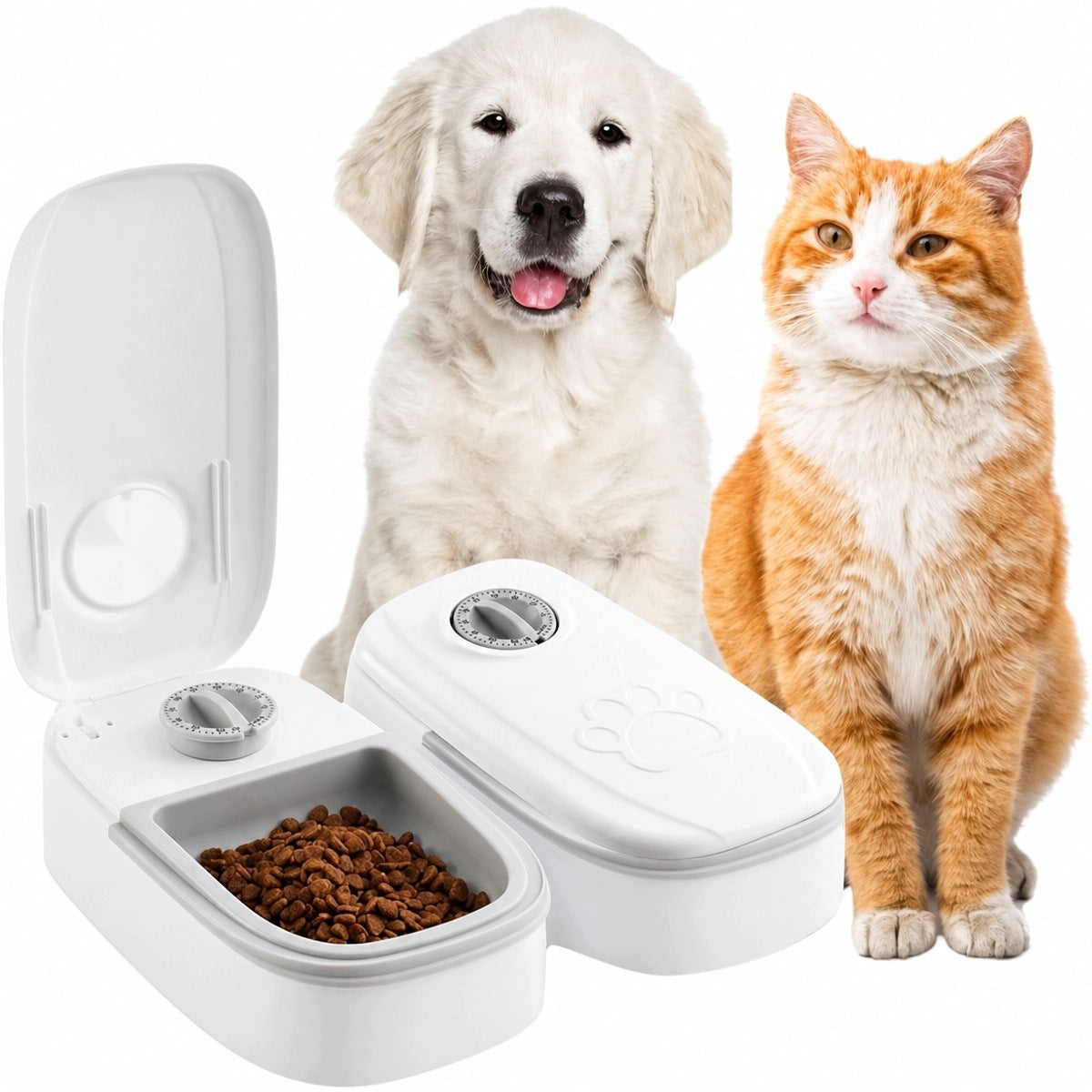 Double Automatic Cat Dog Food Dispenser