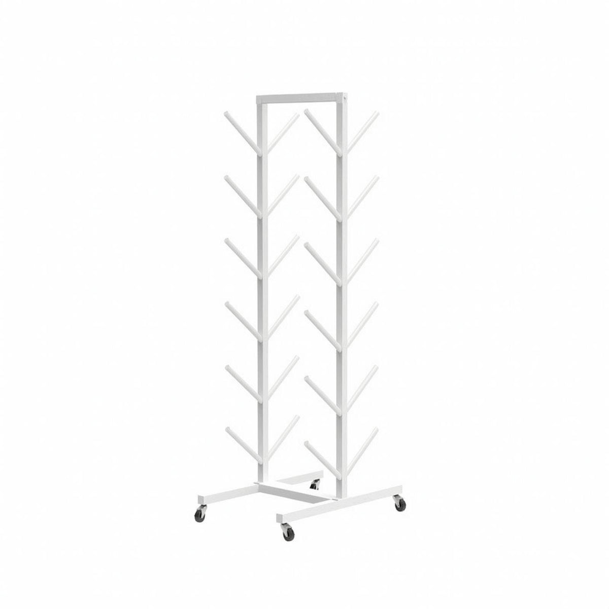 Double Sided Multi Layer Storage Rack Carbon Steel Frame White 6L 12PC W