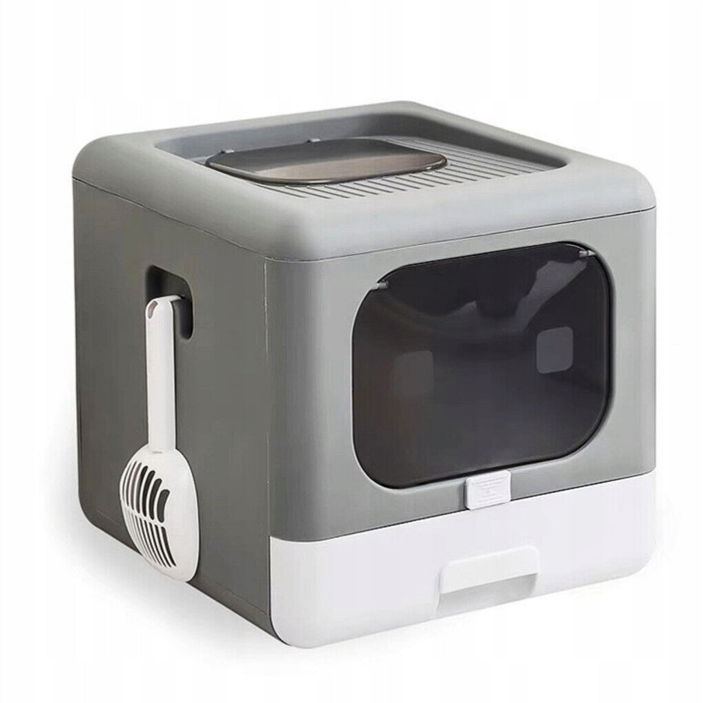 Double doors Cat Litter Box Kitty Poop Toilet with Scoop Drawer Manufacturer code P-ZM118