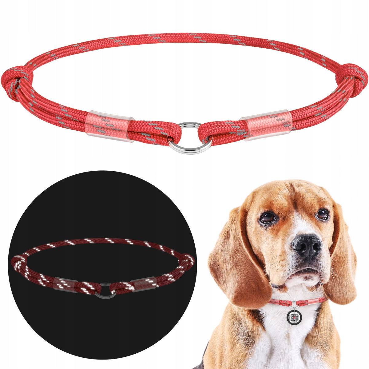 Drawstring for address card WAUDOG Smart ID, reflective, red, size M