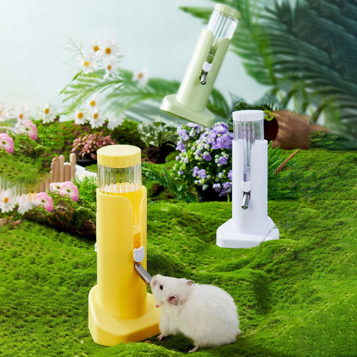 Drip free Water Dispenser, Automatic Drinking Dispenser for Rabbits Yellow Packaging status original