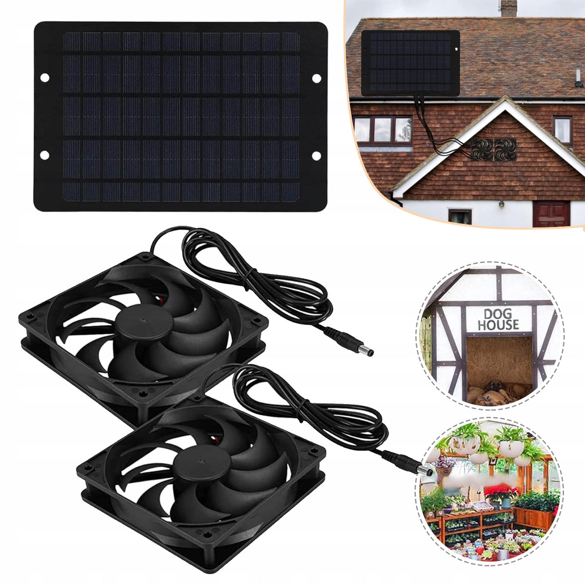 Dual Solar Powered Fan, for Small Chicken Coops, 10 W