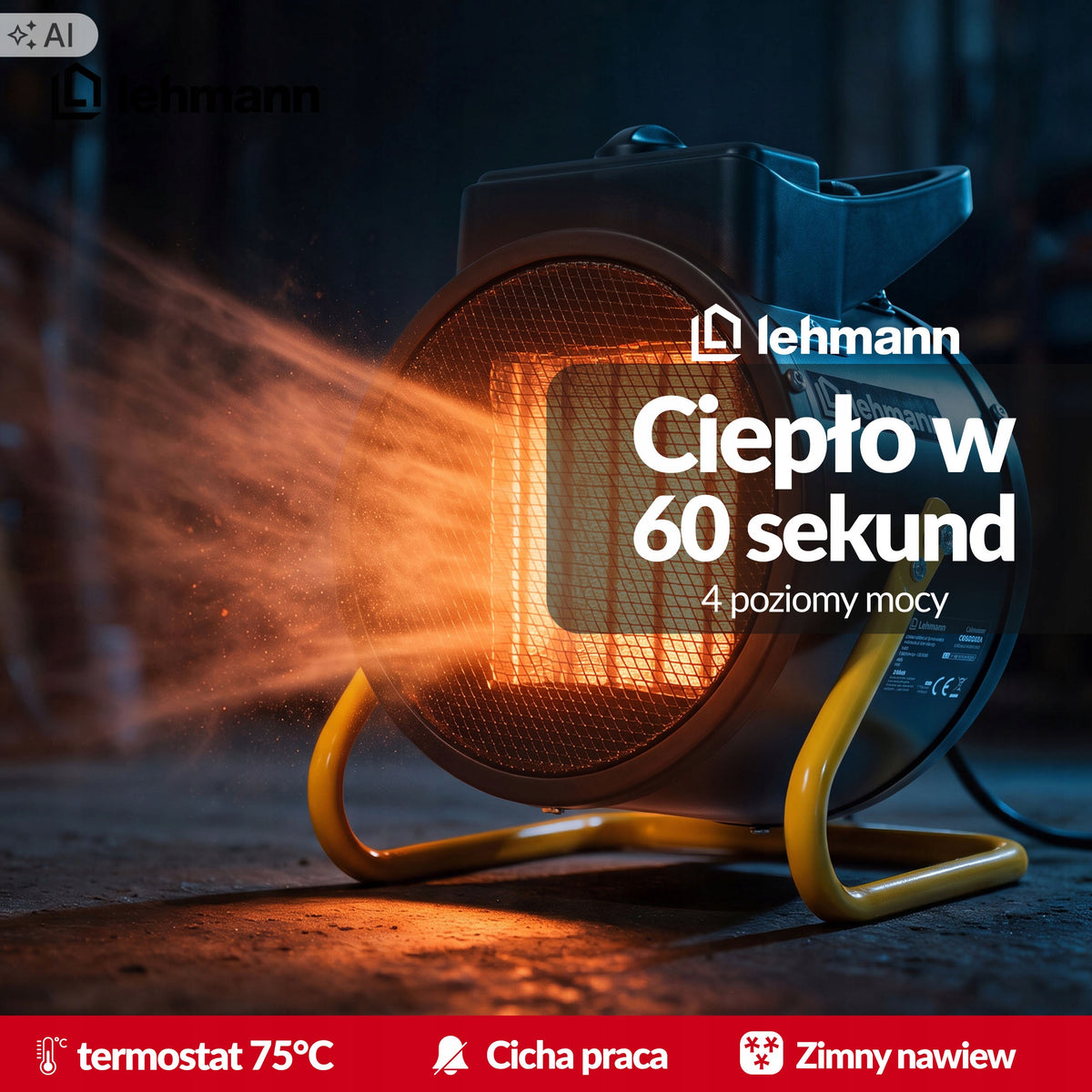 ELECTRIC HEATER BLOWER APRON HEATER STRONG WITH THERMOSTAT 3000W Packaging status original