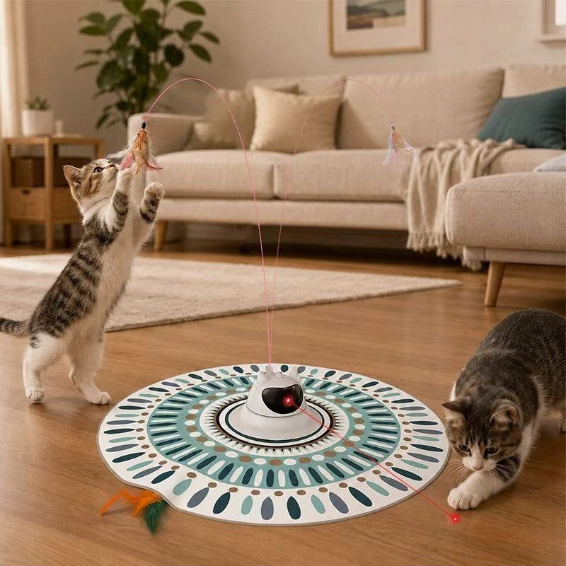 ELECTRIC INTERACTIVE CAT TOY, HIDE-AND-SEEK FUN, LASERS, FEATHERS Packaging status original