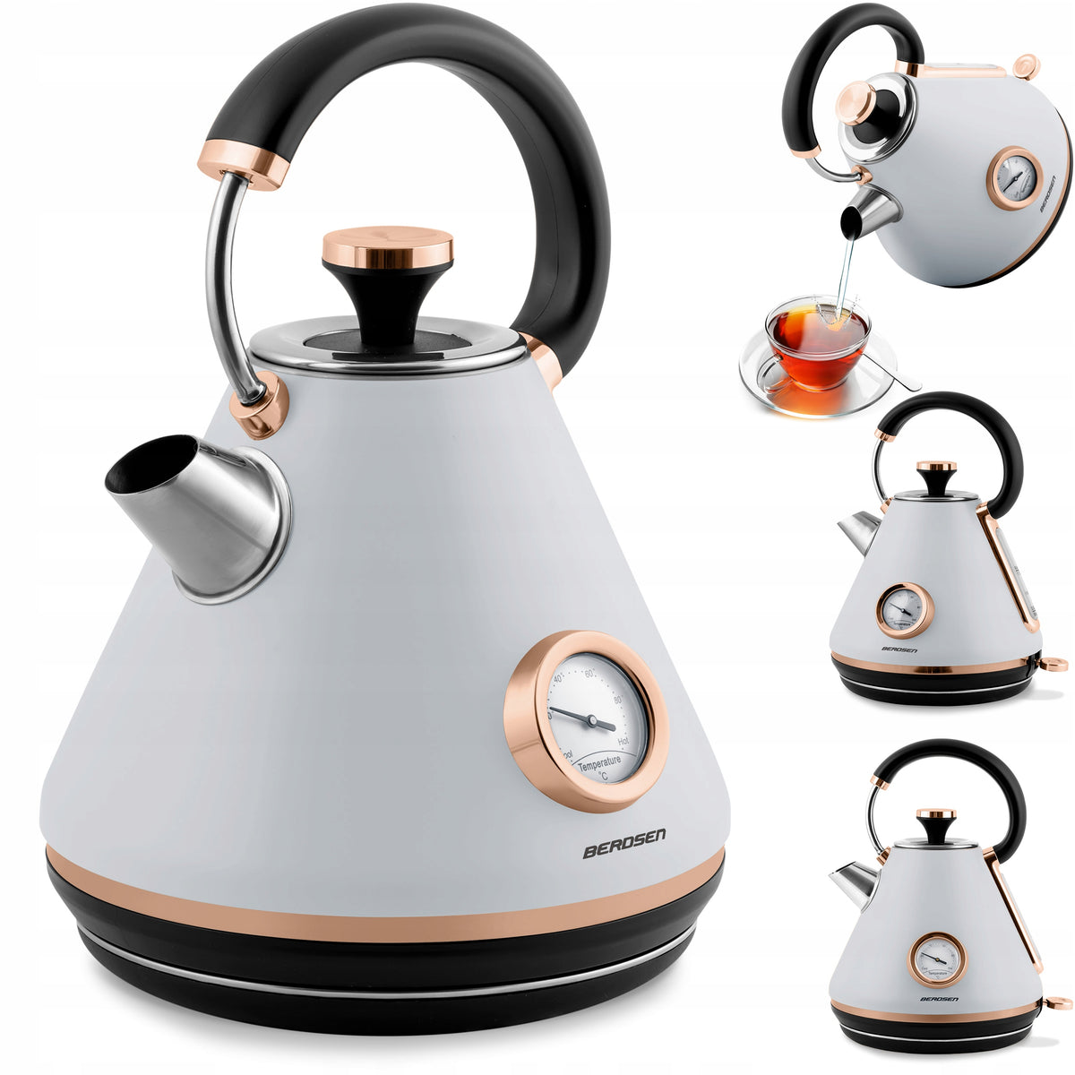 ELECTRIC KETTLE WITH RETRO WIRELESS THERMOMETER 1,7L BERDSEN