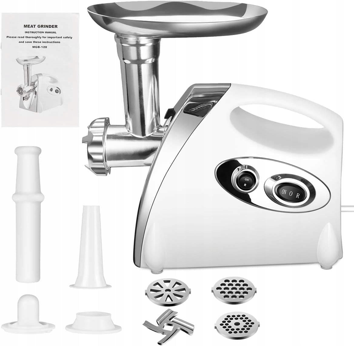 ELECTRIC MEAT GRINDER + SAUSAGE CAP 2800W WHITE