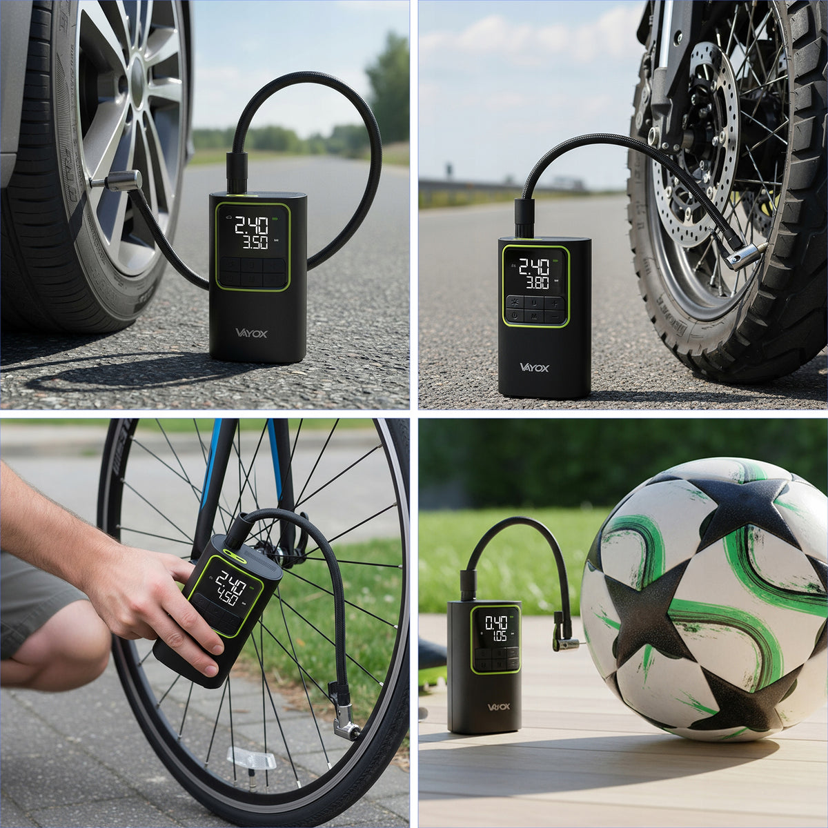 ELECTRIC PUMP BATTERY CAR BICYCLE WHEEL COMPRESSOR VAYOX Packaging status original