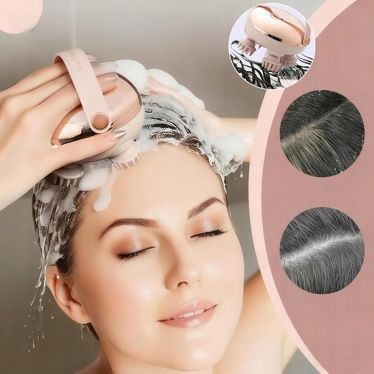 ELECTRIC SCALP MASSAGER WITH RED LIGHT THERAPY WATERPROOF Packaging status original