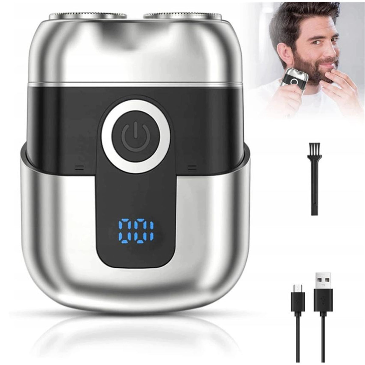 ELECTRIC SHAVER POCKET DOUBLE HEAD IP6 LED POWER 5W TYPE-C