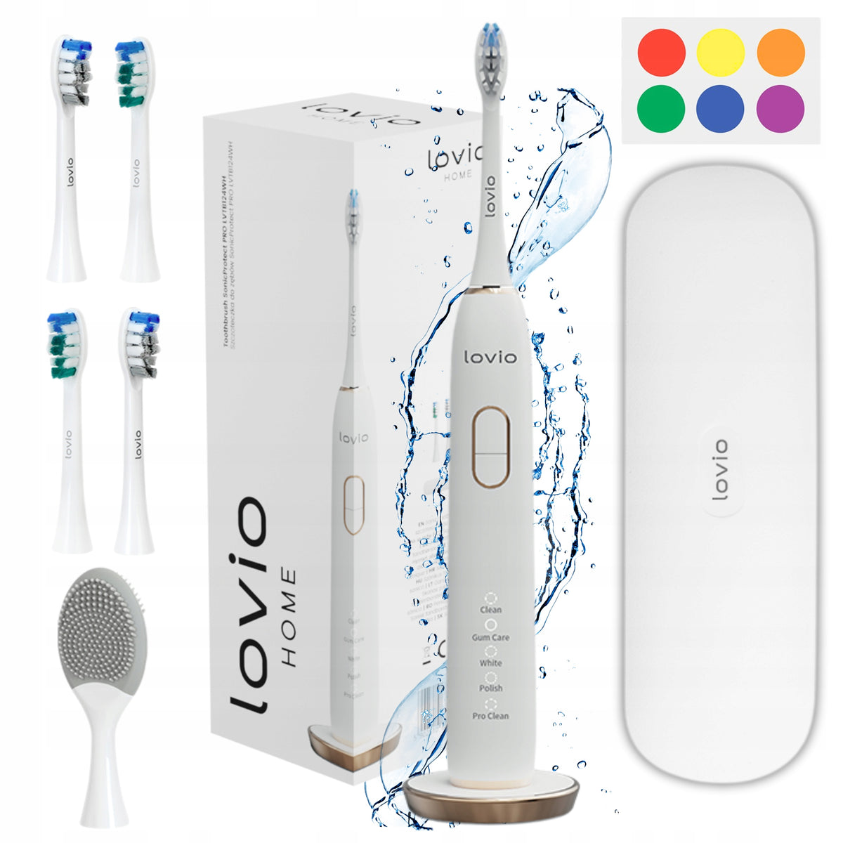 ELECTRIC SONIC TOOTHBRUSH CASE + 5 tips white INDUCTION