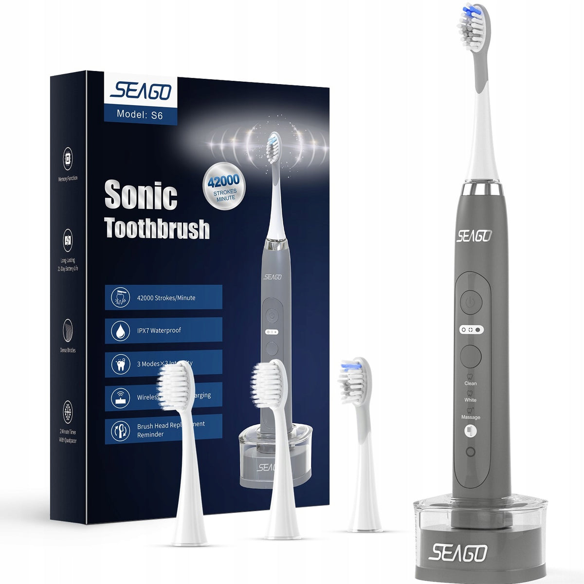 ELECTRIC SONIC TOOTHBRUSH SEAGO S6