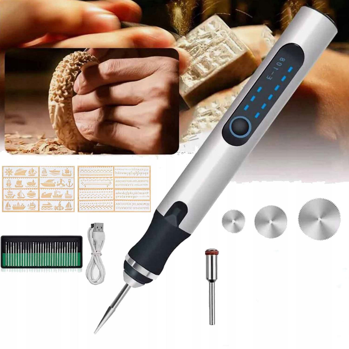ELECTRIC USB ENGRAVING PEN WITH ADJUSTABLE SPEED AND DIY TOOL Packaging status original