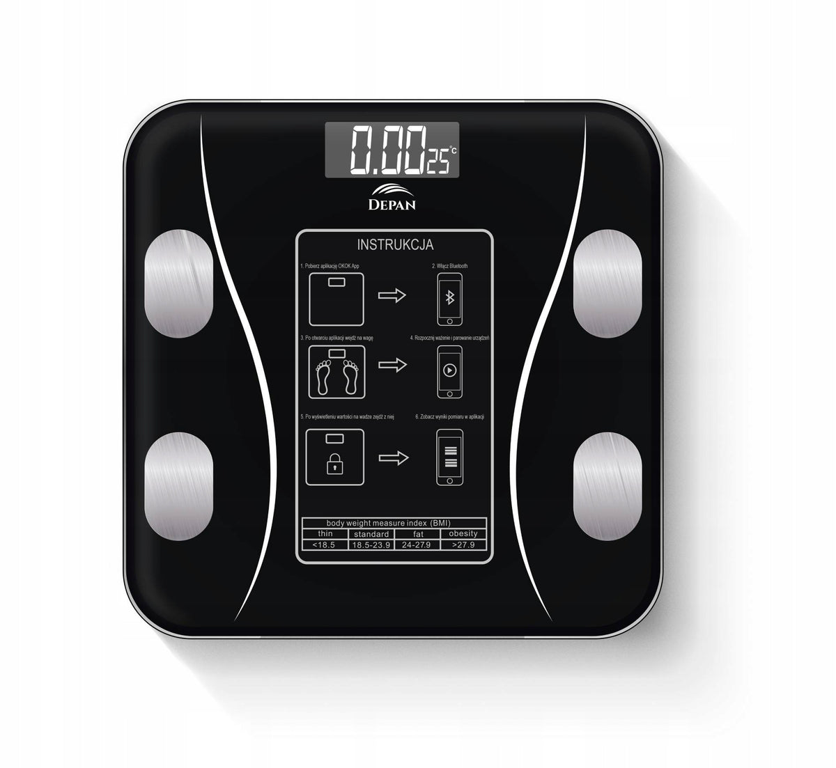 ELECTRONIC BATHROOM SCALE WITH FAT MEASUREMENT FUNCTION BLACK