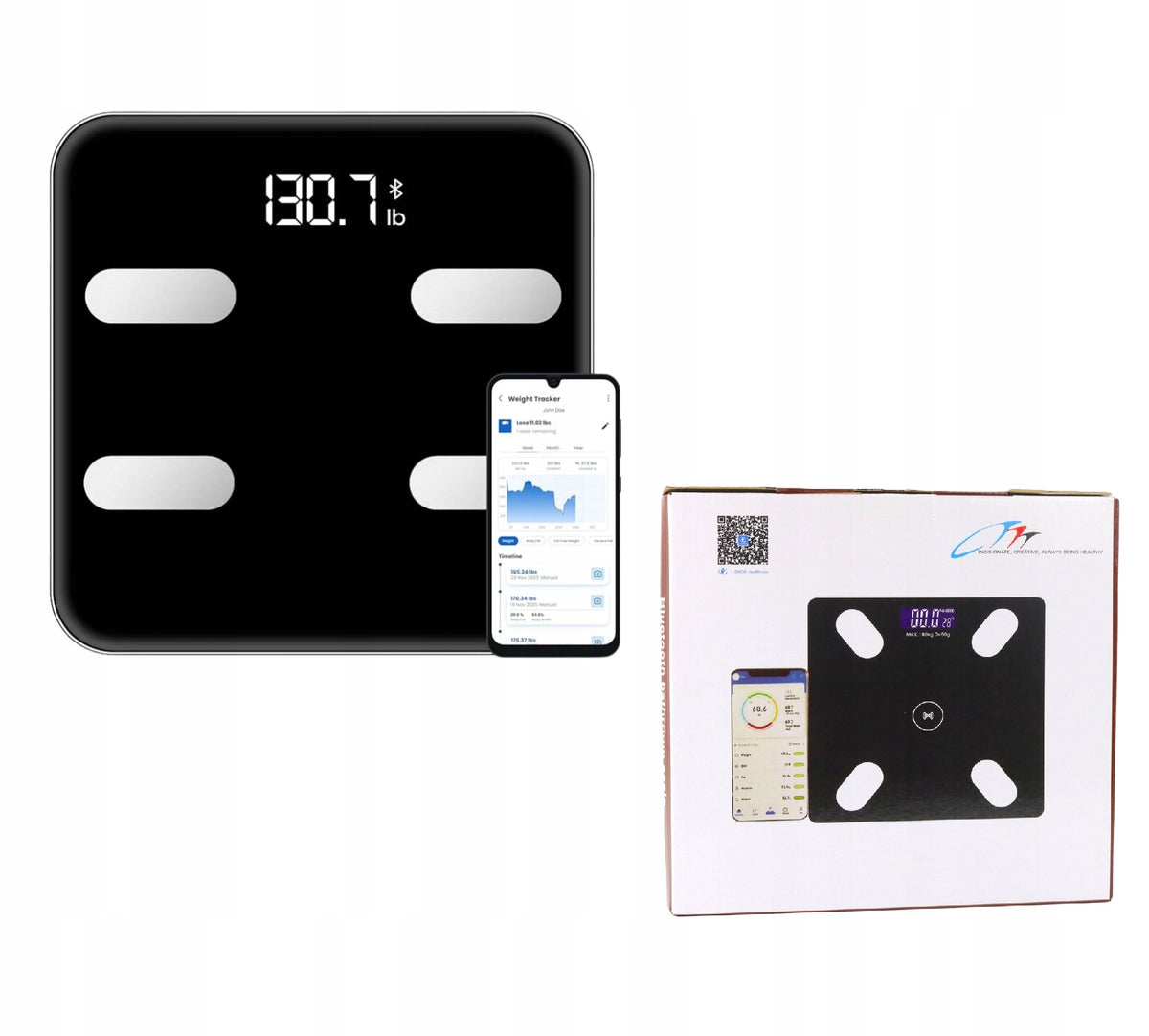 ELECTRONIC BATHROOM SCALE WITH SMART BLUETOOTH FUNCTION BMI BMR APPLICATION